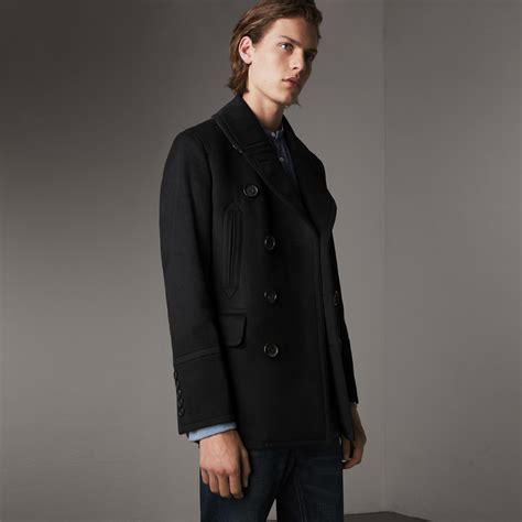 burberry london wool cashmere pea coat|Burberry check wool coats.